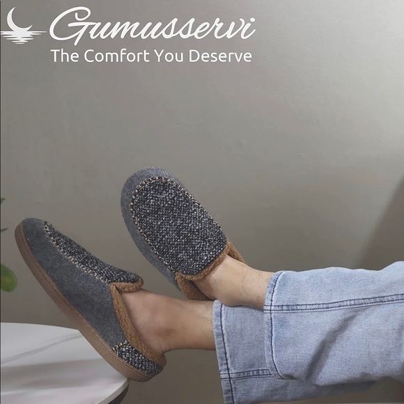 GUMUSSERVI Men’s Moccasin Memory Foam Slippers - Picture 8 of 9